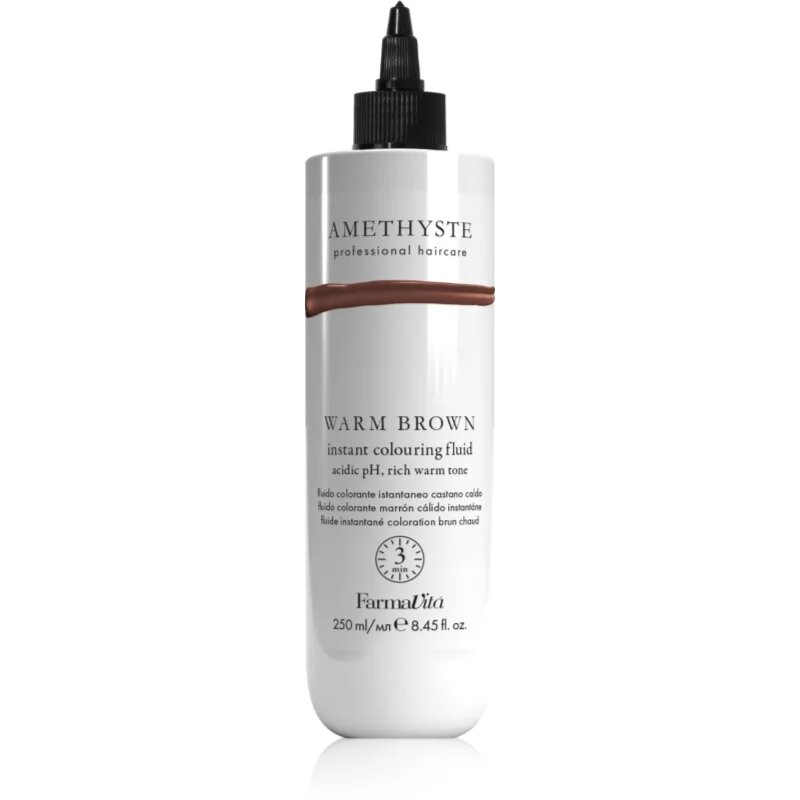FarmaVita Amethyste Instant Colouring Fluid Възстановяваща цветна маска pro světle blond až středně hnědé vlasy цвят Warm Brown 250 мл.