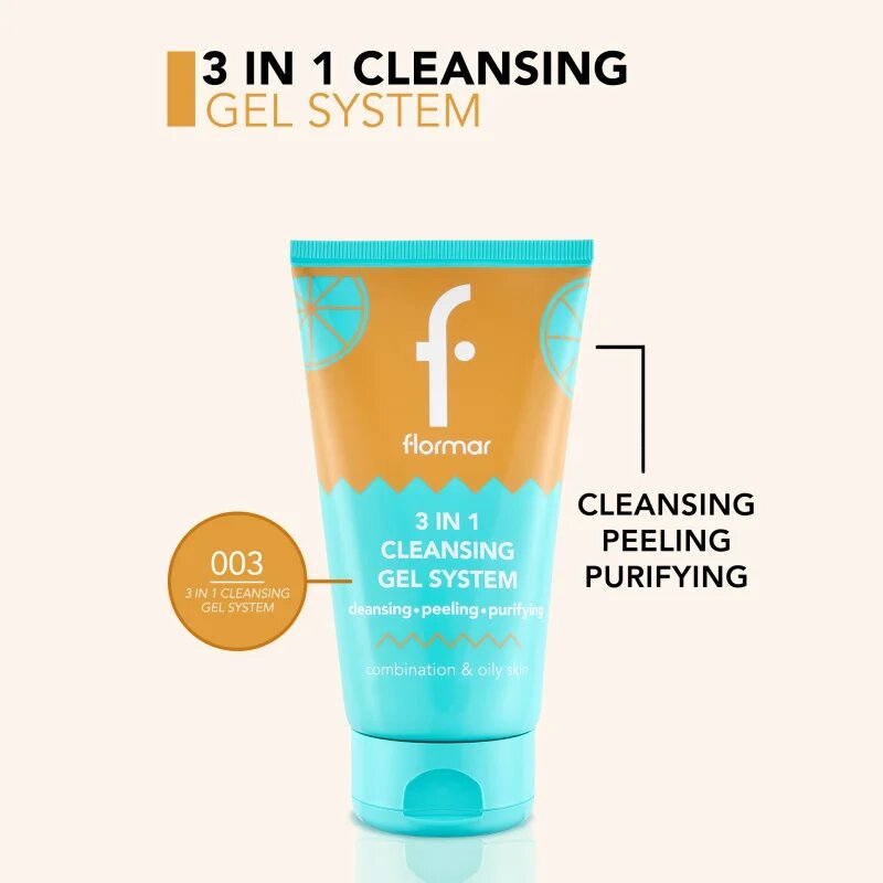 flormar Combination & Oily Skin 3in1 Cleansing Gel почистващ гел 3 в 1 за смесена и мазна кожа 150 мл.