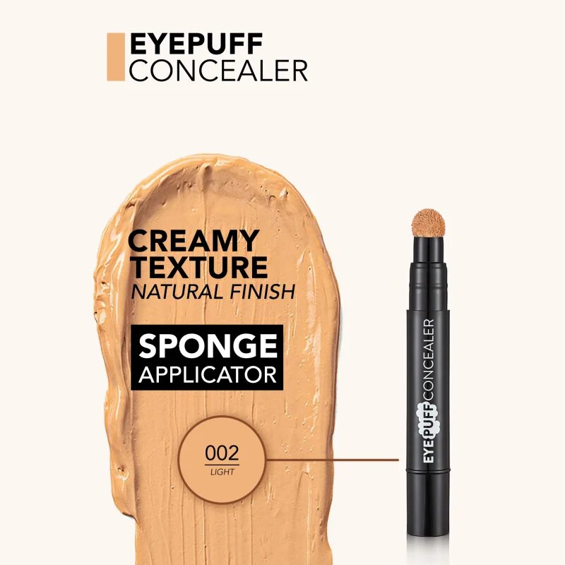 flormar Eye Puff Concealer течен коректор с гъба апликатор цвят 002 Light 3.3 мл.