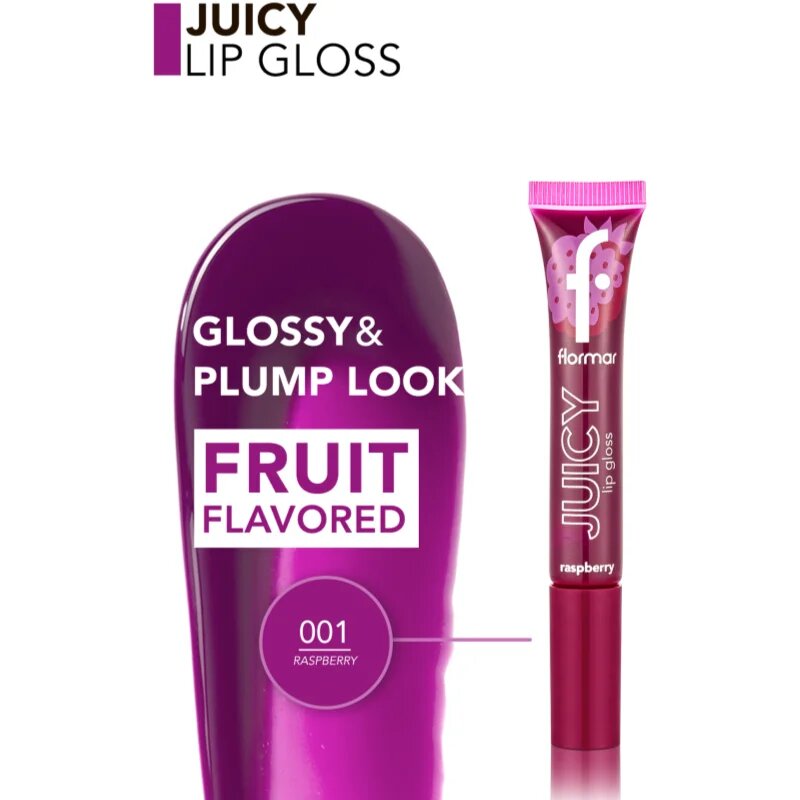 flormar Juicy Lip Gloss хидратиращ блясък за устни цвят 001 Raspberry 10 мл.