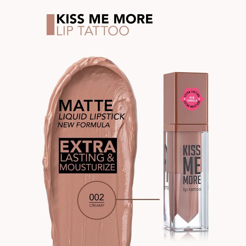 flormar Kiss Me More Lip Tattoo дълготрайно течно червило цвят 002 Creamy 38 мл.