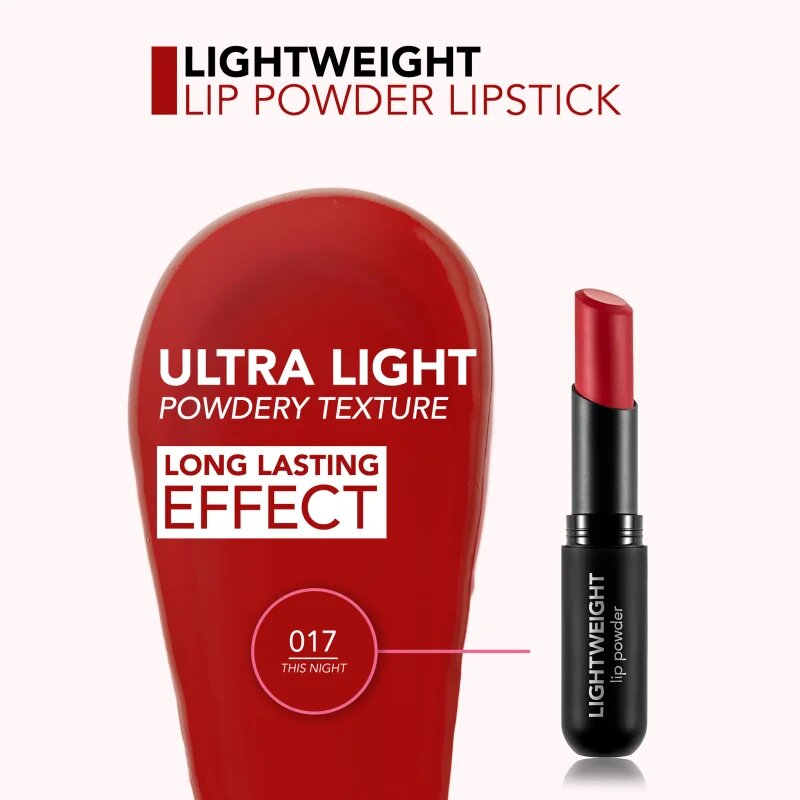 flormar Lightweight Lip Powder Lipstick дълготрайно червило с матиращ ефект цвят 017 This Night 3 гр.