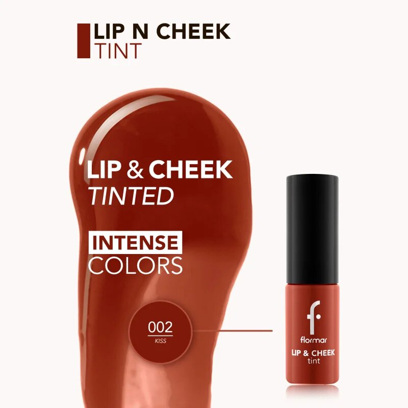 flormar Lip & Cheek Tint течен руж за устни и скули цвят 002 Kiss Lip&Cheek 6.7 мл.