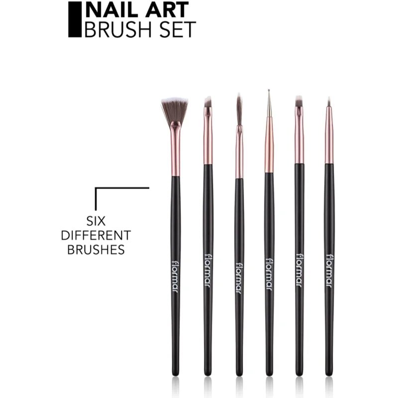 flormar Nail Art Brush Set комплект четки за нокти 6 бр.
