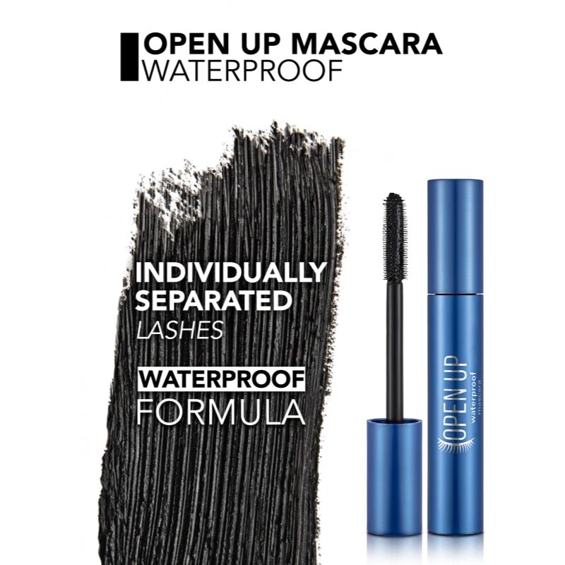 flormar Open Up Waterproof Mascara водоустойчива спирала за мигли за извиване и разделяне на миглите 12 мл.