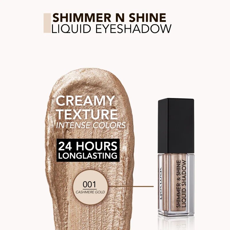 flormar Shimmer & Shine Liquid Shadow течни очни сенки с брокат цвят 01 Cashmere Gold 4.5 мл.