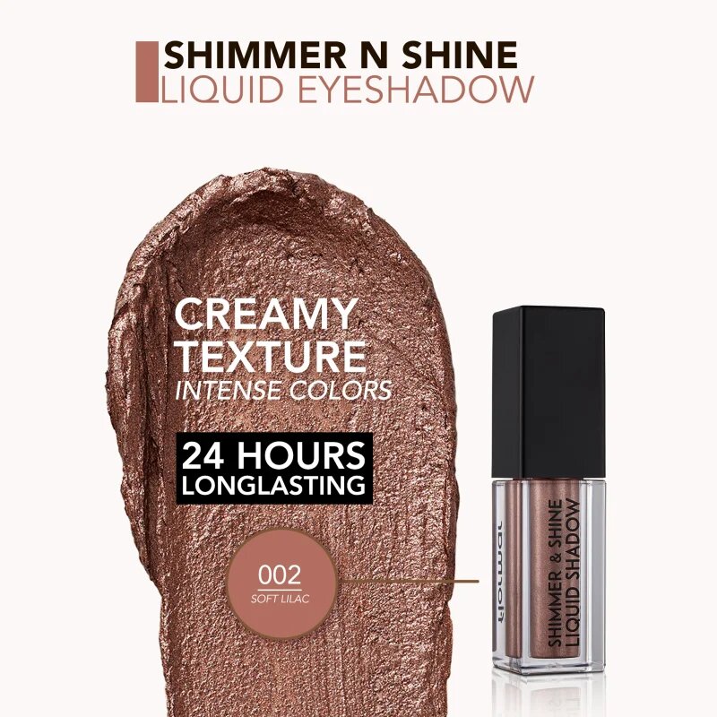 flormar Shimmer & Shine Liquid Shadow течни очни сенки с брокат цвят 02 Soft Lilac 45 мл.