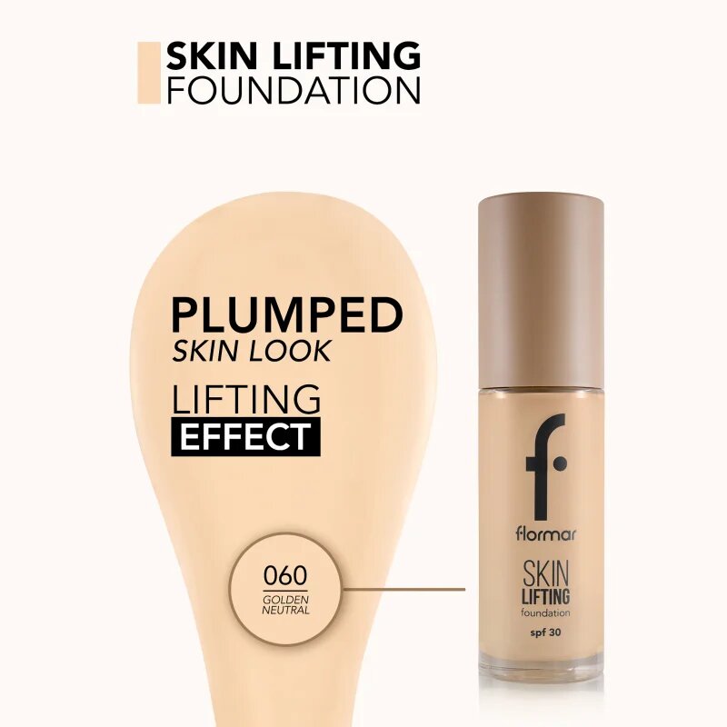 flormar Skin Lifting Foundation хидратиращ фон дьо тен SPF 30 цвят 060 Golden Neutral 30 мл.