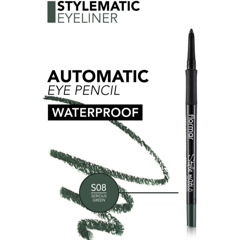 flormar Style Matic Eyeliner водоустойчив молив за очи цвят S08 Serious Green 0.35 гр.