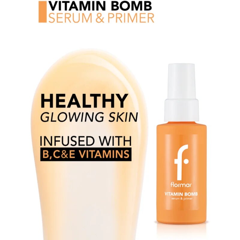 flormar Vitamin Bomb Serum&Primer озаряващ серум с витамини B C E 30 мл.