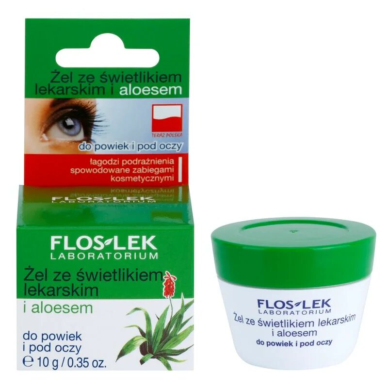 FlosLek Laboratorium Eye Care гел за околоочната зона с очанка и алое вера 10 гр.