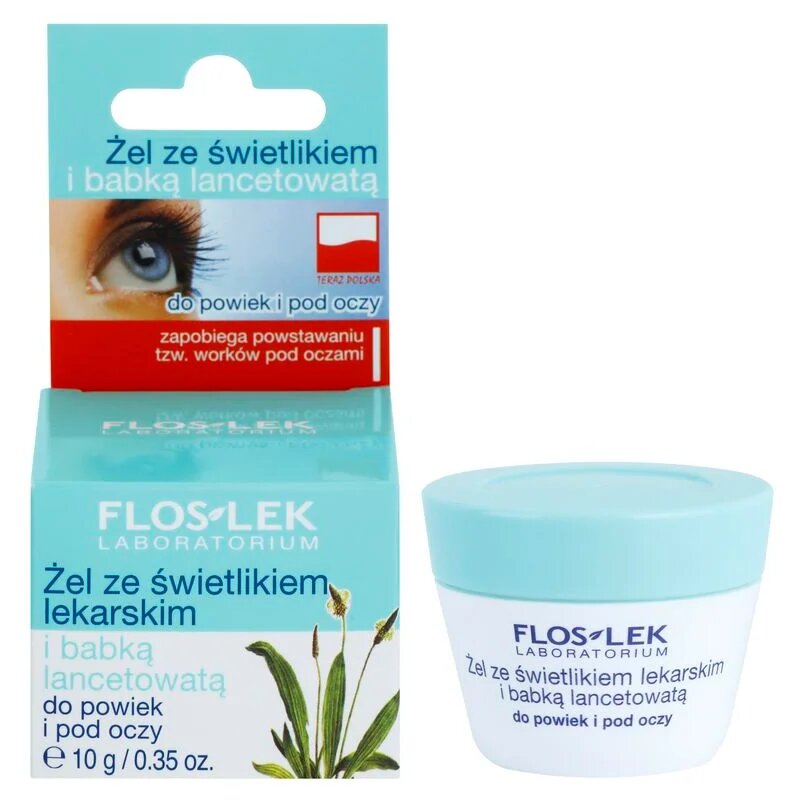 FlosLek Laboratorium Eye Care гел за околоочната зона с живовляк и очанка 10 гр.