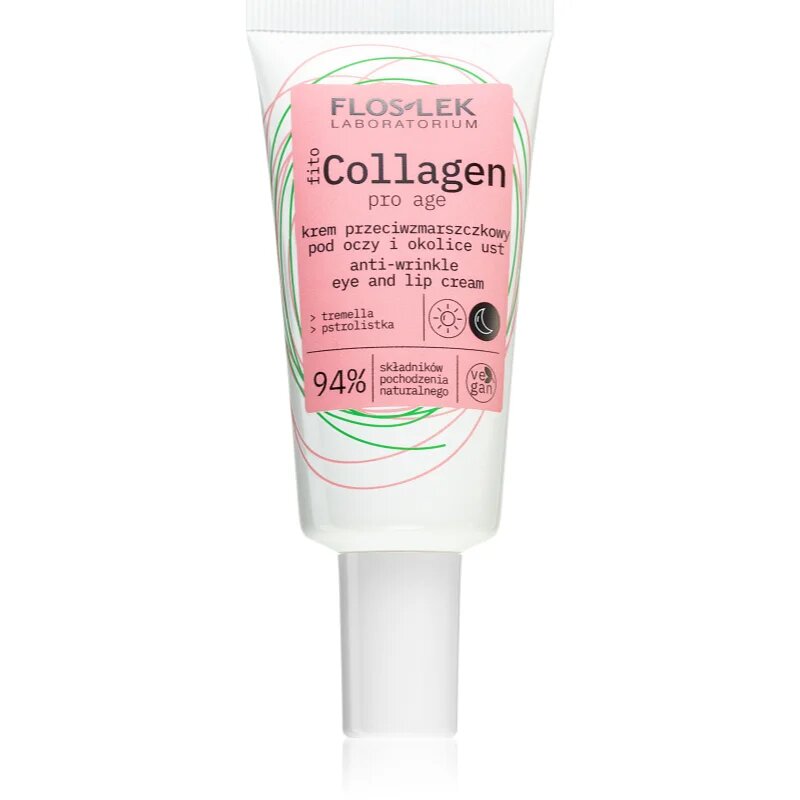FlosLek Laboratorium Fito Collagen дневен и нощен крем против бръчки за контура около очите и устните 30 мл.