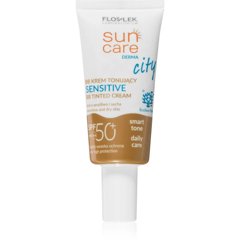 FlosLek Laboratorium Sun Care Derma City BB ВВ крем с висока UV защита за чувствителна кожа на лицето SPF 50+ 30 мл.