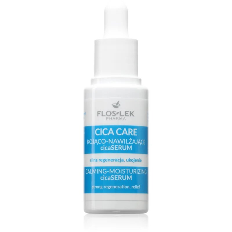 FlosLek Pharma Cica Care Calming-Moisturizing CicaSerum успокояващ серум за суха и раздразнена кожа 30 мл.
