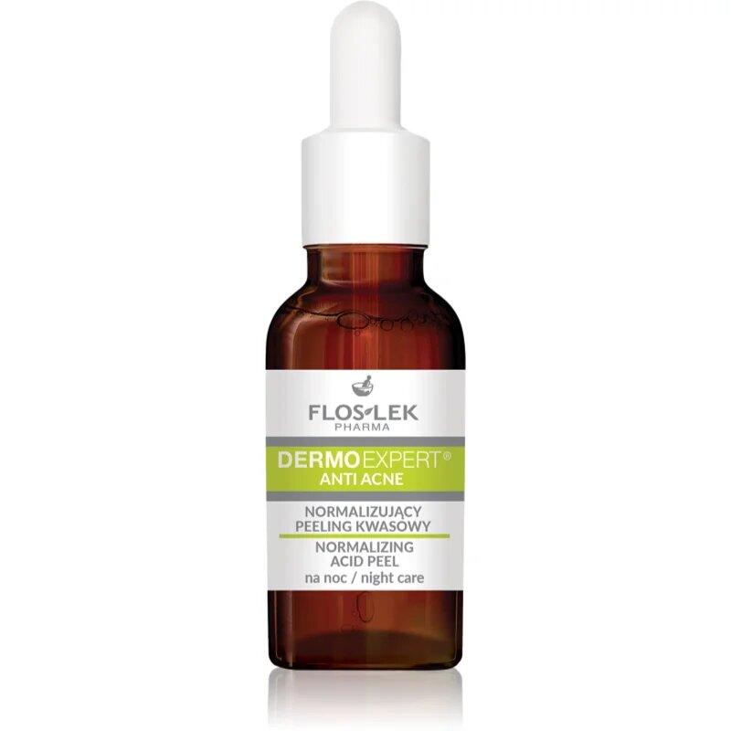 FlosLek Pharma DermoExpert Anti Acne нежен нощен пилинг-серум за нормализация на кожата 30 мл.