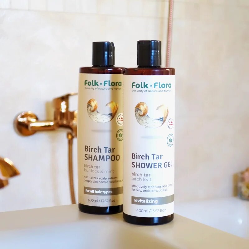 Folk & Flora Birch Tar овлажняващ душ гел 400 мл.
