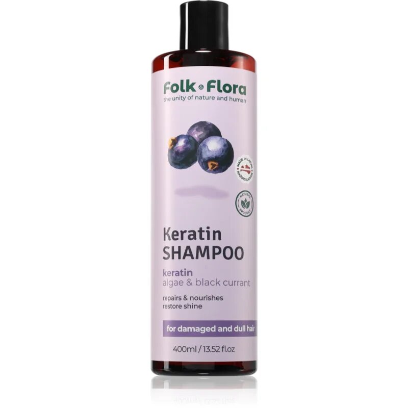Folk & Flora Blackcurrant възстановяващ шампоан с подхранващ ефект 400 мл.