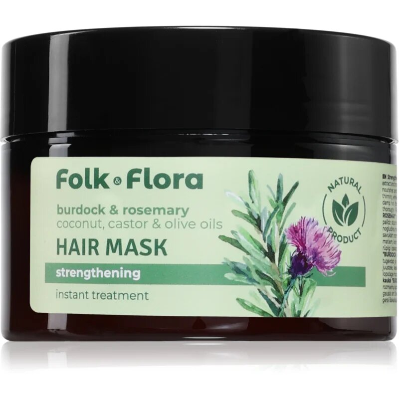 Folk & Flora Burdock & Rosemary дълбоко подсилваща маска за коса 200 мл.