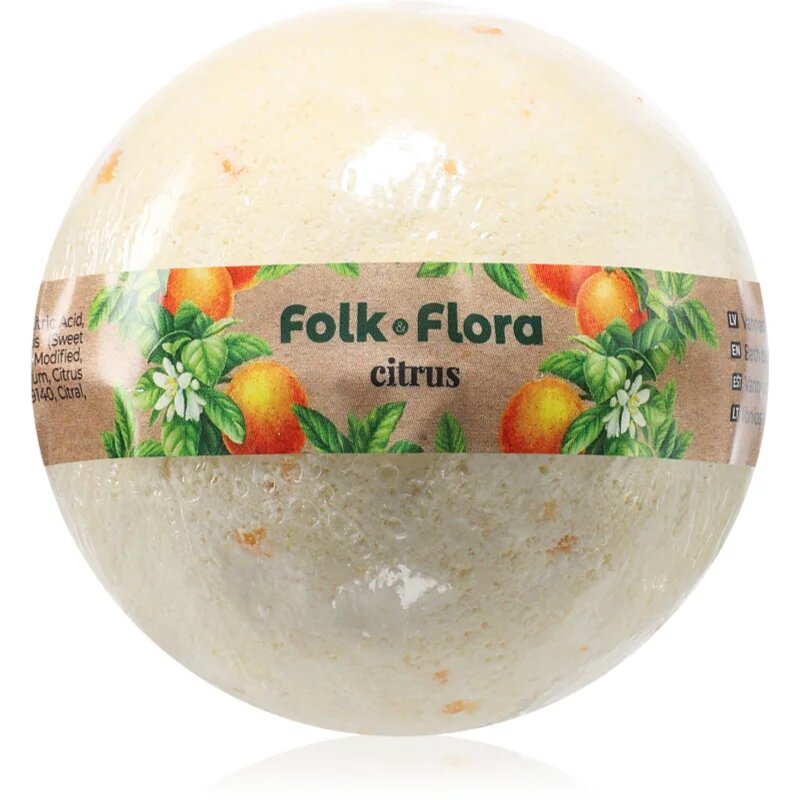 Folk & Flora Citrus бомбичка за вана с освежаващ ефект 130 гр.
