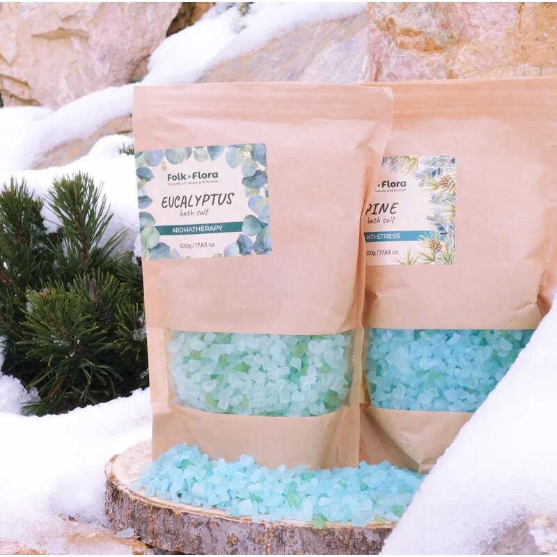 Folk & Flora Eucalyptus релаксираща сол за вана 500 гр.