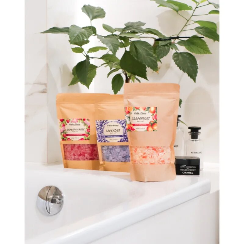 Folk & Flora Grapefruit соли за вана с успокояващ ефект 500 гр.