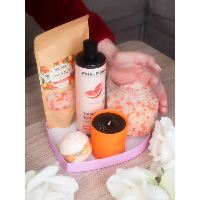 Folk & Flora Grapefruit соли за вана с успокояващ ефект 500 гр.