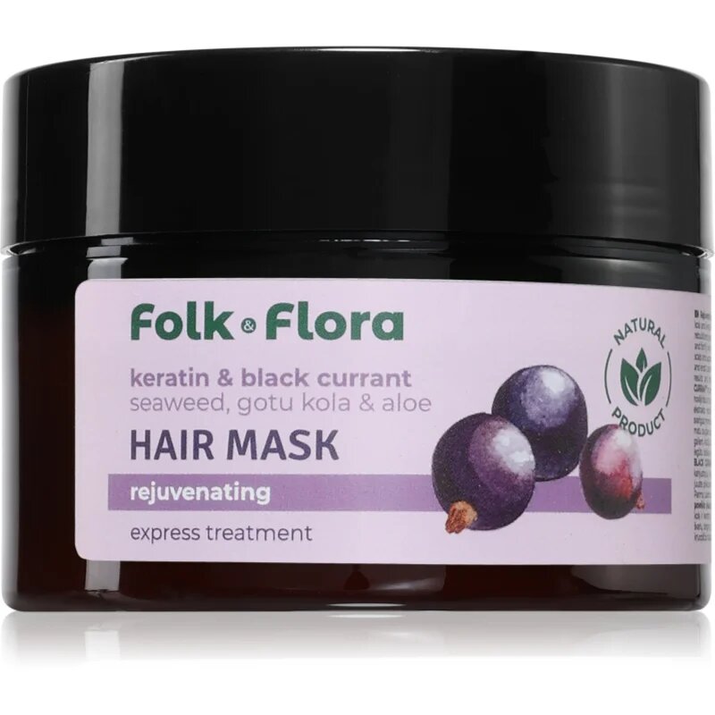 Folk & Flora Keratin & Black Currant регенерираща маска за коса 200 мл.