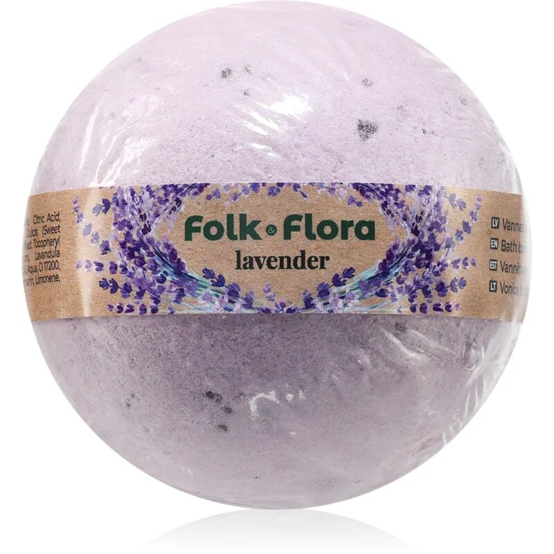 Folk & Flora Lavender бомбичка за вана с успокояващ ефект 130 гр.