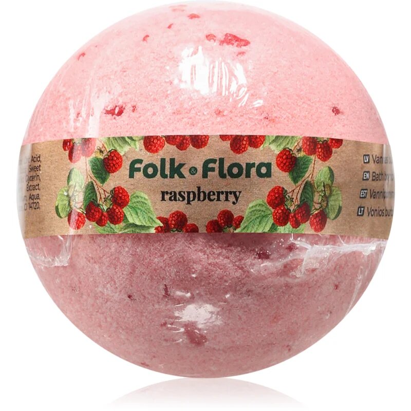 Folk & Flora Raspberry бомбичка за вана 130 гр.