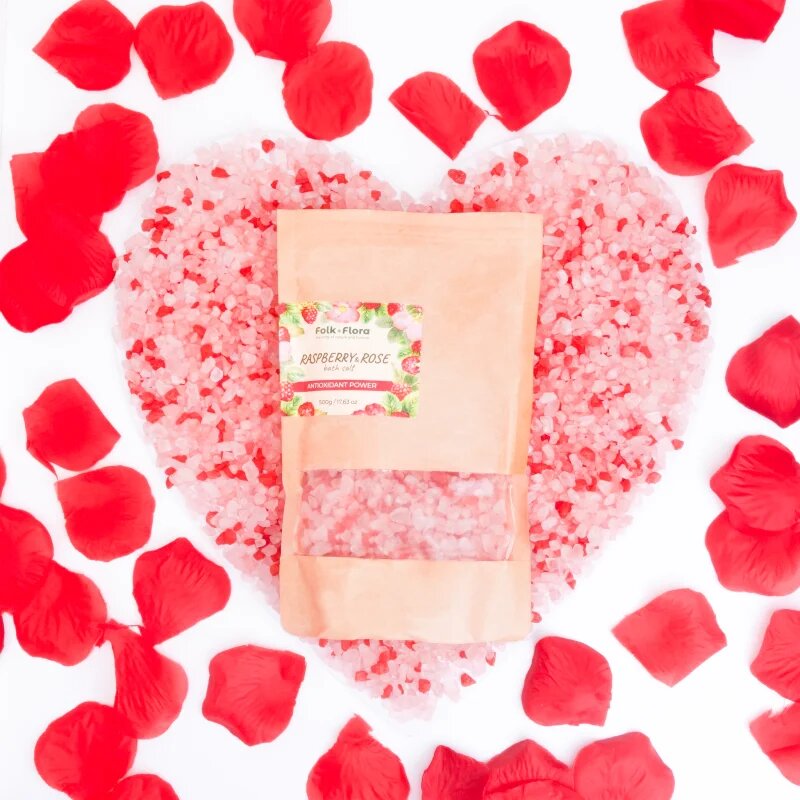 Folk & Flora Raspberry & Rose соли за вана 500 гр.