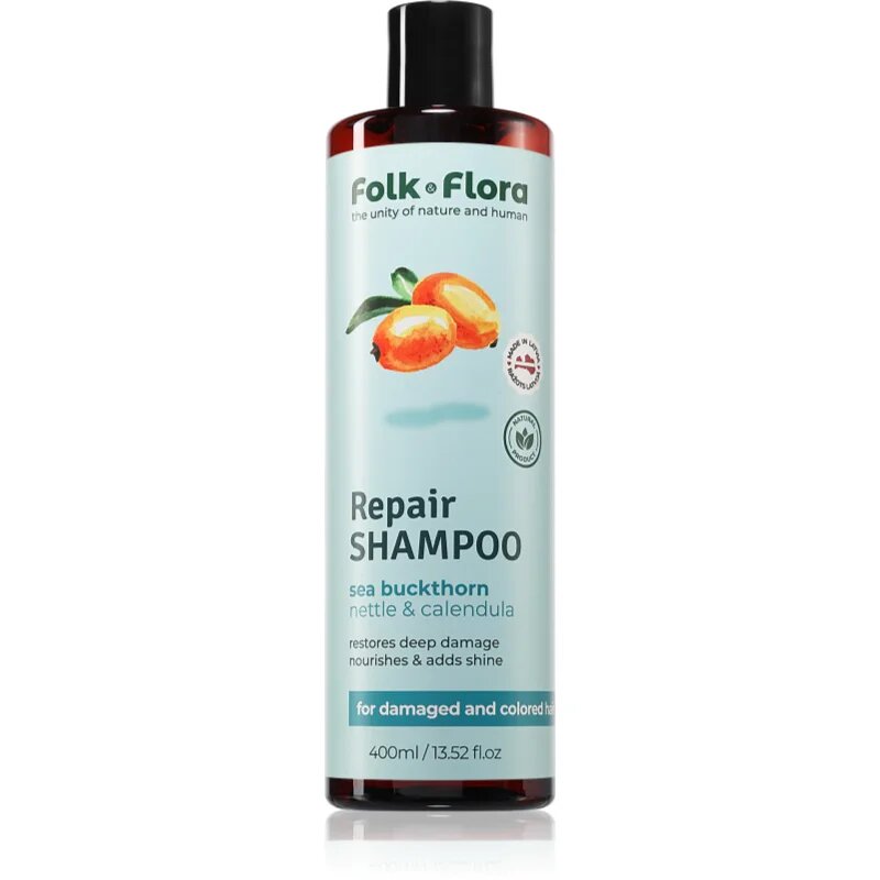 Folk & Flora Sea Buckthorn възстановяващ шампоан за боядисана и увредена коса 400 мл.