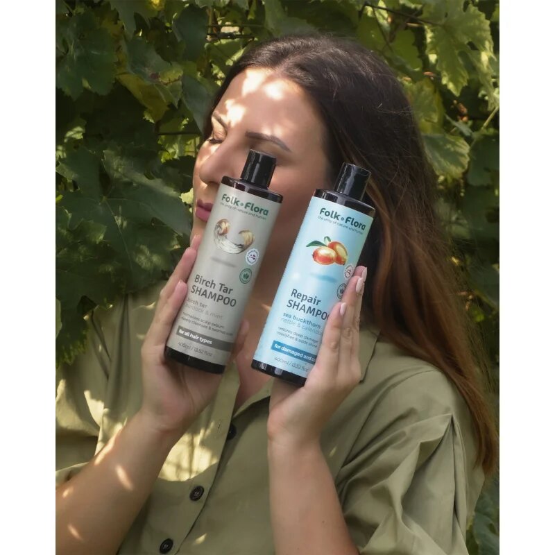 Folk & Flora Sea Buckthorn възстановяващ шампоан за боядисана и увредена коса 400 мл.