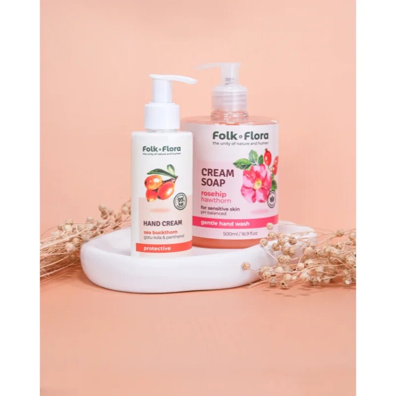 Folk & Flora Sea Buckthorn защитен крем за ръце с подхранващ ефект 150 мл.