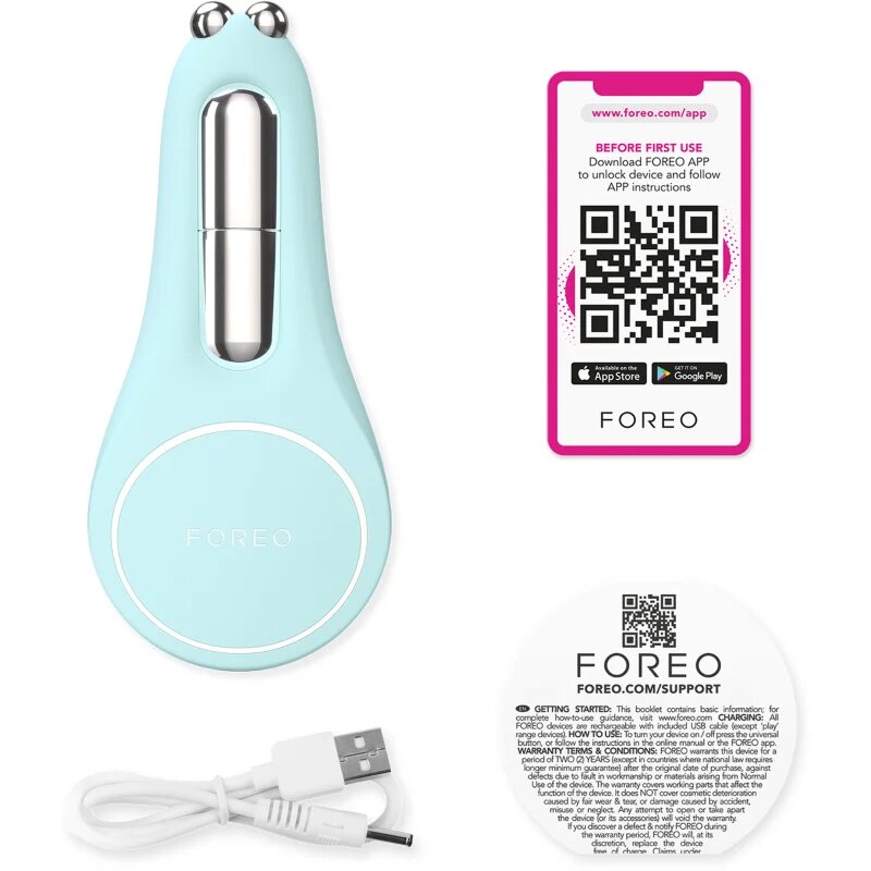 FOREO BEAR™ 2 eyes & lips микротоков тонизиращ уред за зоната около очите и устните Arctic Blue 1 бр.