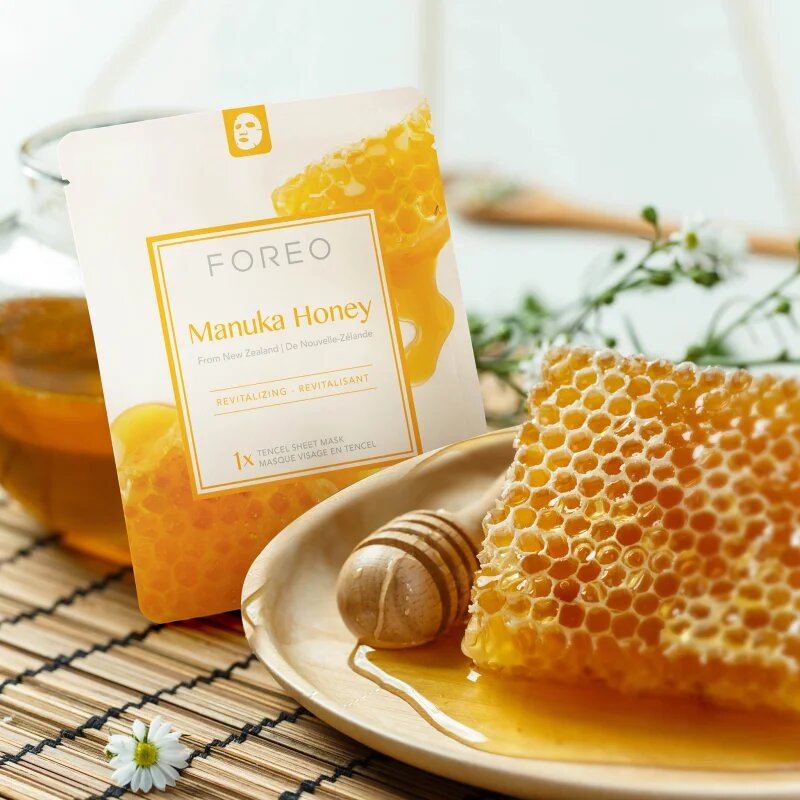 FOREO Farm to Face Sheet Mask Manuka Honey платнена маска с хидратиращ и ревитализиращ ефект 3x20 мл.