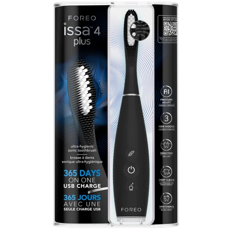 FOREO ISSA™ 4 Plus електрическа четка за зъби Black 1 бр.