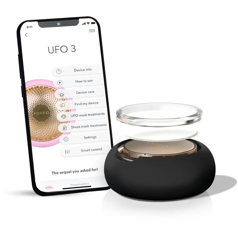 FOREO UFO™ 3 5-in-1 звуков уред за ускоряване ефекта на маските за лице Black 1 бр.
