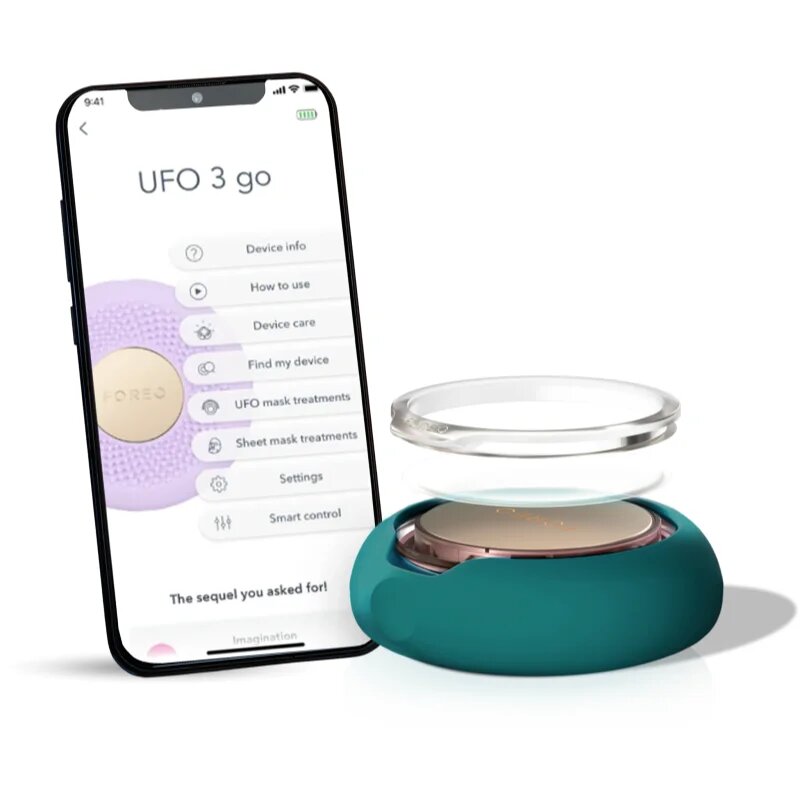 FOREO UFO™ 3 Go звуков уред за ускоряване ефекта на маските за лице Evergreen 1 бр.