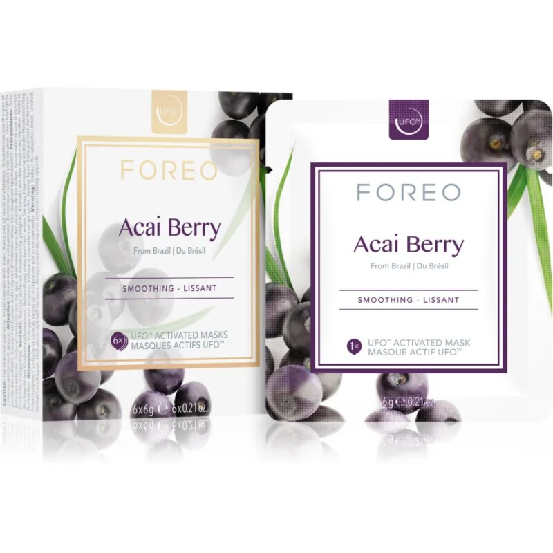 FOREO UFO™ Acai Berry изглаждаща маска 6 x 6 гр.