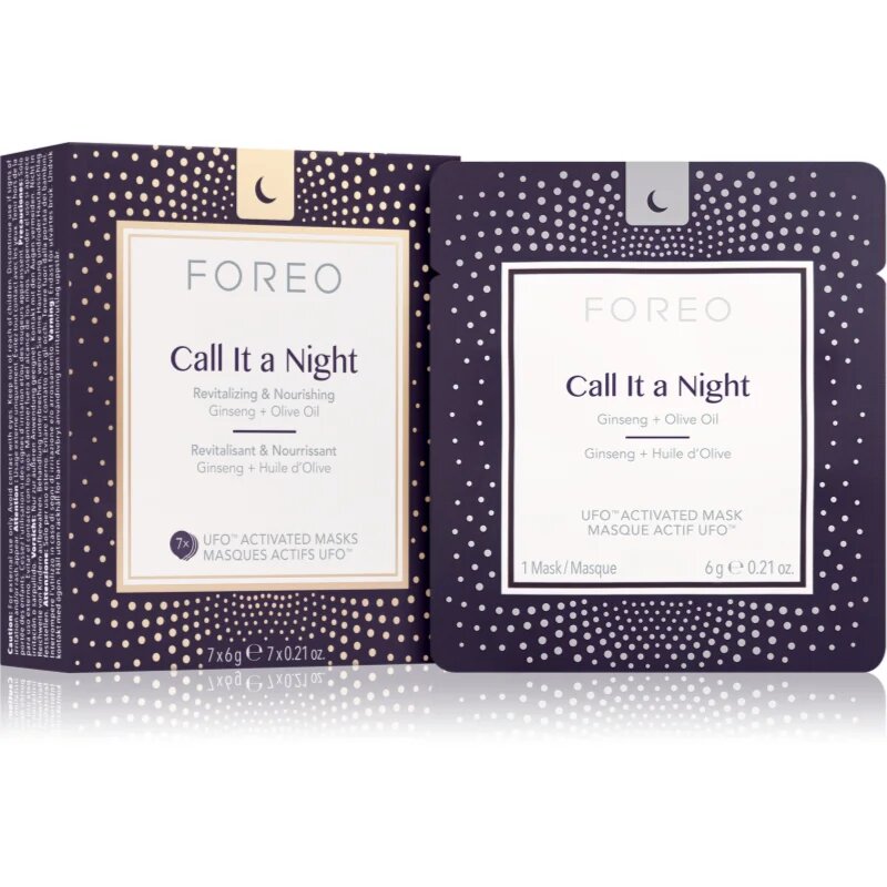 FOREO UFO™ Call It a Night нощна ревитализираща маска за възстановяване на кожата на лицето с подхранващ ефект 7x6 гр.