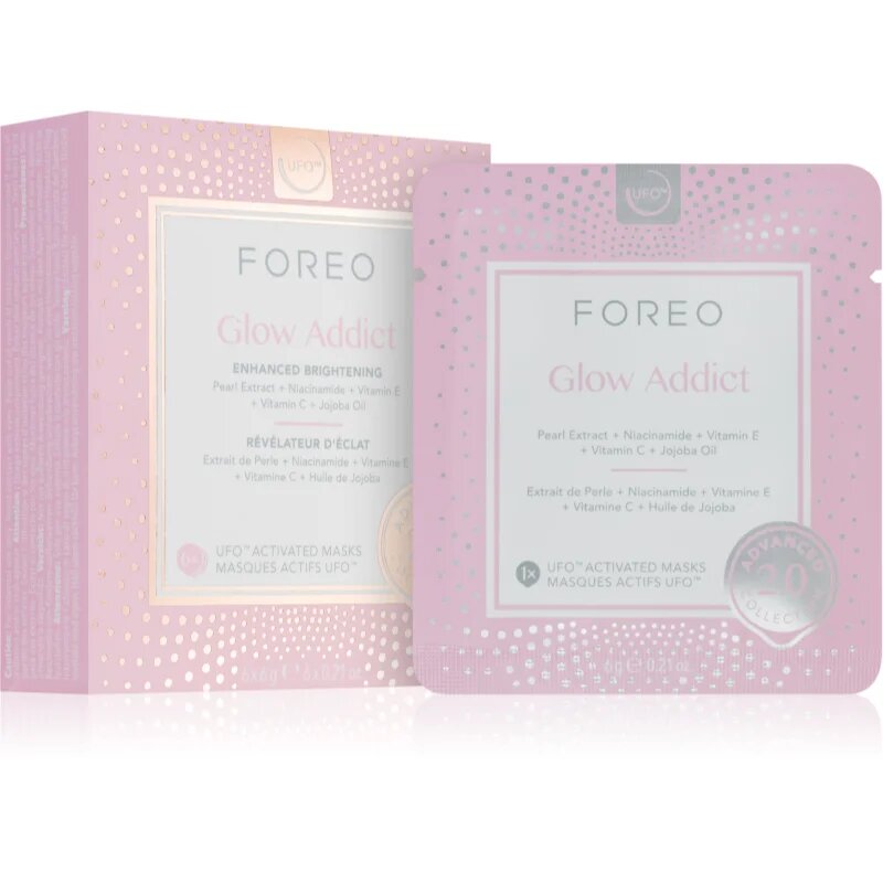 FOREO UFO™ Glow Addict озаряваща маска за лице 6 бр.