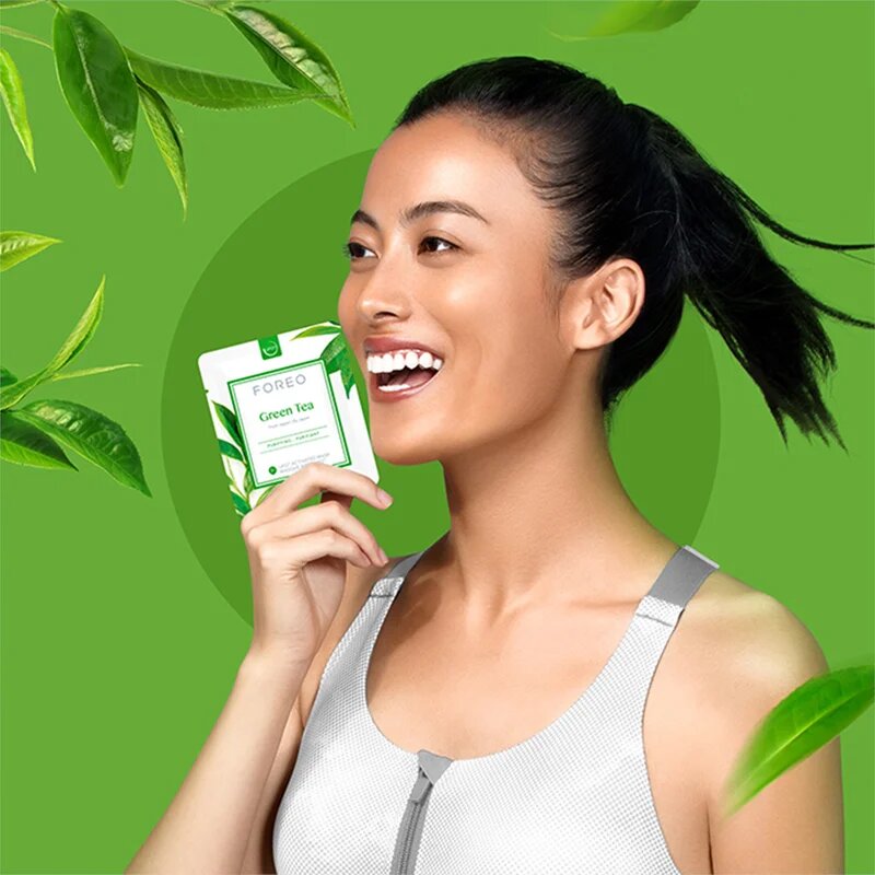 FOREO UFO™ Green Tea освежаваща и успокояваща маска 6 x 6 гр.