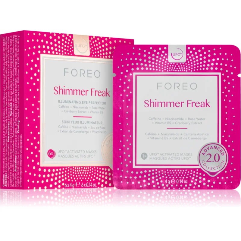 FOREO UFO™ Shimmer Freak освежаваща маска против тъмни кръгове под очите 6 бр.