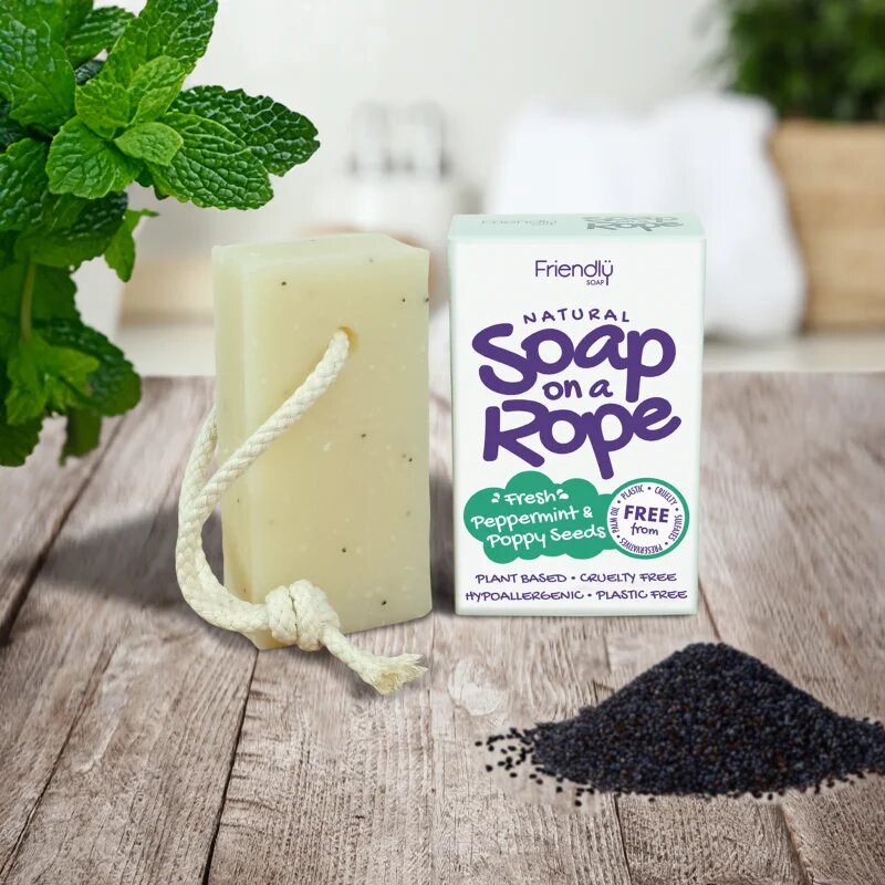 Friendly Soap Soap on a Rope Peppermint & Poppy Seeds натурален сапун на шнурче 95 гр.