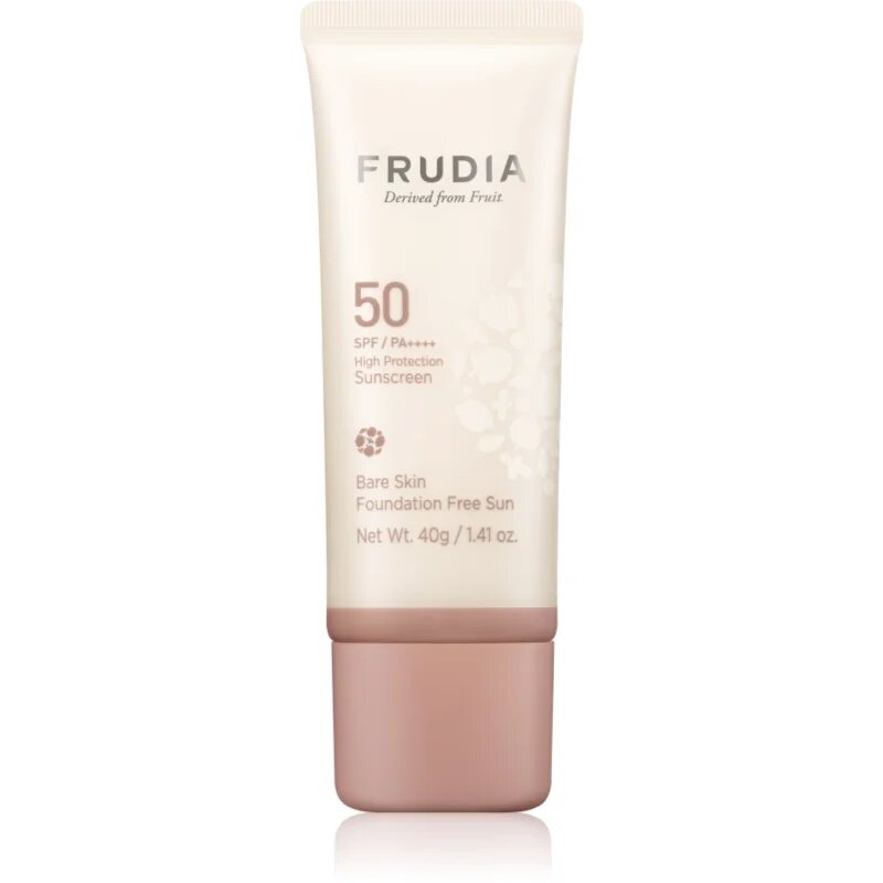 Frudia Sun Bare Skin Foundation минерален защитен флуид за лице да уеднакви цвета на кожата SPF 50 40 гр.