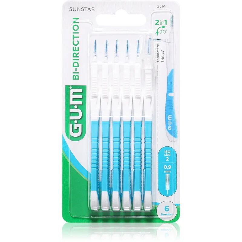G.U.M Bi Direction Interdental Brush 2314 четки за междузъбно пространство 09 mm 6 бр.