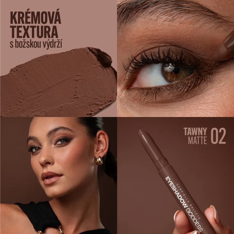 Gabriella Salvete Eyeshadow Goddess кремави сенки са очи с молив цвят Matte 02 Tawny 1.3 гр.