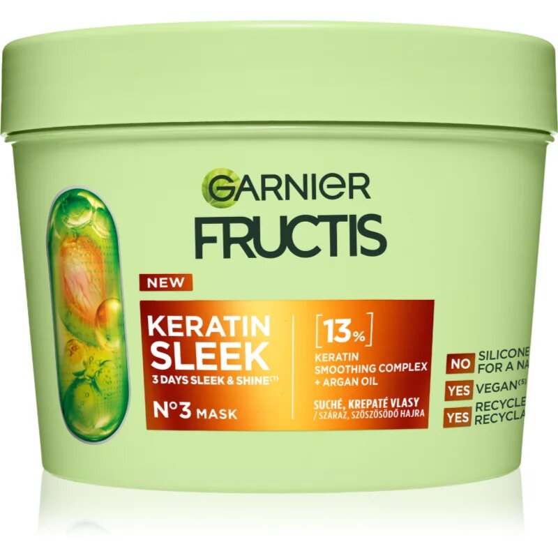 Garnier Fructis Keratin Sleek маска за коса за суха и увредена коса 370 мл.
