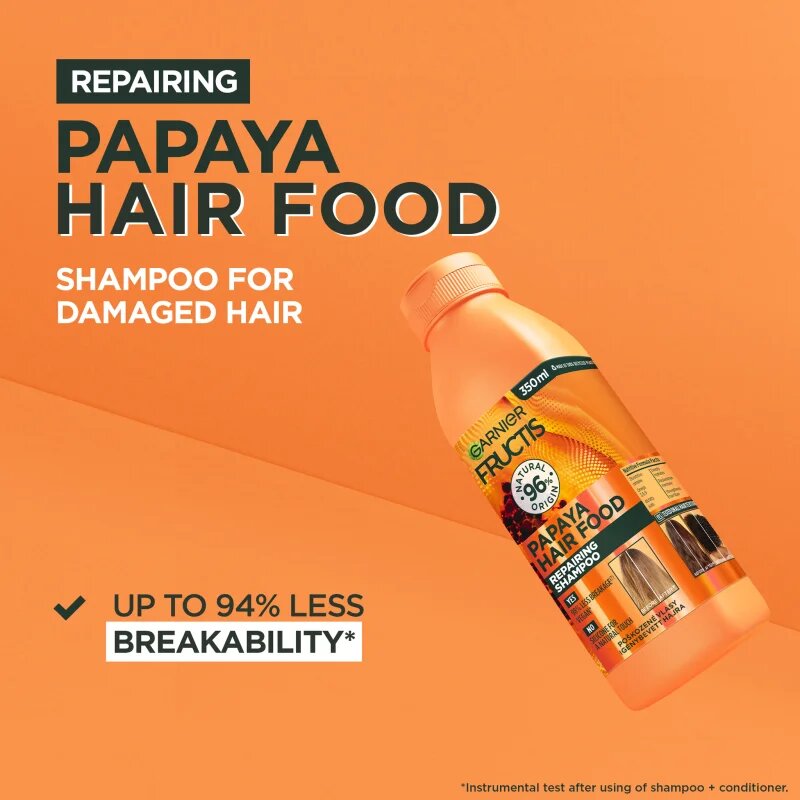 Garnier Fructis Papaya Hair Food регенериращ шампоан за увредена коса 350 мл.